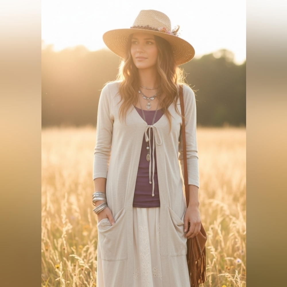 The Earth Collection linen & cotton longline cardigan